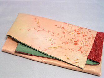 素襖袋  壱）化繊と正絹の着物から作りました　抹茶色の内袋の画像