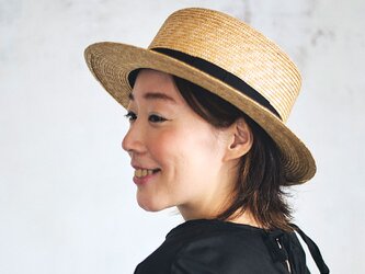 マラン・フェム 麦わら カンカン帽子 女性用 グログランブラック 57.5cm [UK-H043-NA]の画像