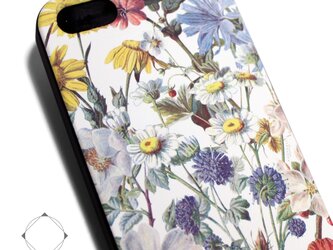 iphone5/iphone5s用/iphoneSE用　軽量レザーケースカバー（花柄×ブラック）ヴィンテージフラワーの画像