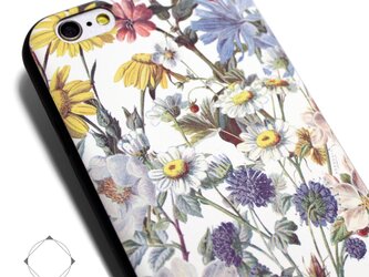 iphone6/iphone6sケース（4.7インチ用）軽量レザーケースカバー（花柄×ブラック）ヴィンテージフラワーの画像