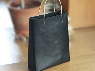 大人の革袋M・A4が入る・ブラックナチュラル[受注製作品]の画像