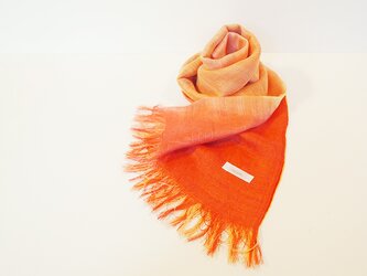 国産シルク100％手描き染めストール orange&pinkの画像