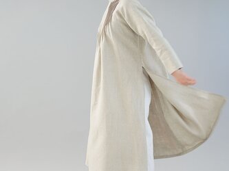 【wafu】中厚 リネン ワンピース ピンタック アオザイ風リネンドレス ラグラン袖 / 亜麻ナチュラル a089a-amn2の画像