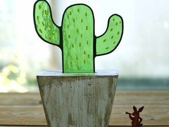 ステンドグラスのサボテンエイジング仕上げ　メキシコサボテンの画像