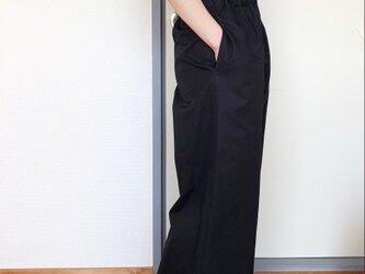 【予約販売】コットンワイドパンツ9分丈 ブラックの画像
