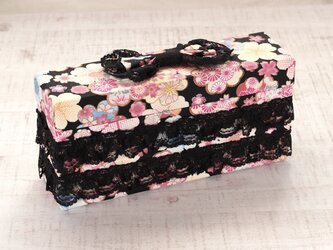 リボンのクラッチボックス（黒）の画像