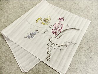 縞織綿ハンカチ（オーケストラ）の画像