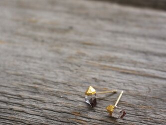 Herkimer Diamonds Stud Earrings w/ JapaneseLacquer, GoldLeafの画像