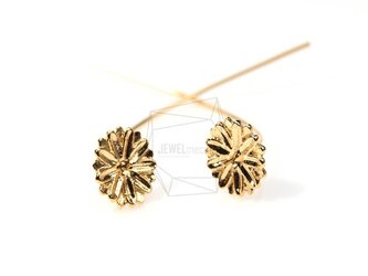 ERG-040-G【4個入り】フラワーピアスフック,flower Ear wire/10mmx45mmの画像