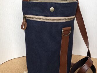 帆布と牛革のサコッシュ〈ネイビー〉の画像