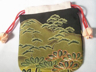 正絹　巾着袋　留袖　リメイク　弐）の画像