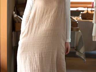 Organic Cotton３重ガーゼ茶色　Aラインワンピースの画像