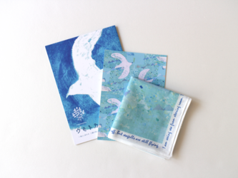 ハンカチブック・ウミトカモメ（ブックレットとハンカチのセット）ウオーターブルーの画像