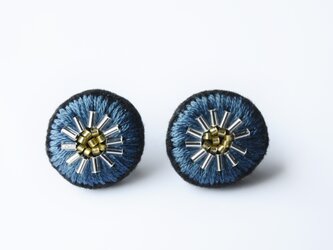 ＜Stella～遊び好きの星～＞刺繍イヤリング◎澄んだ夜色の画像