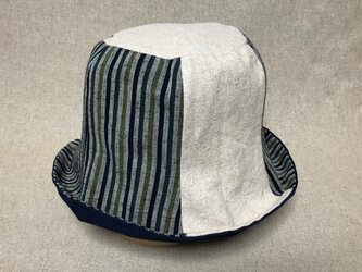遠州綿紬のリバーシブルクロッシェ　草木×紺の画像