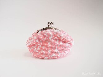 ビーズ編みがま口【フラミンゴピンク】の画像