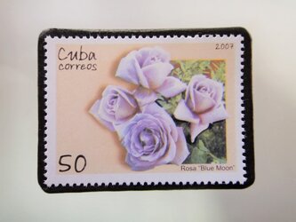 キューバ　薔薇切手ブローチ　5187の画像