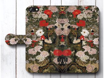 【伊藤若冲 牡丹小禽図】スマホケース手帳型 全機種 対応 絵画 人気 プレゼント iPhoneXRの画像