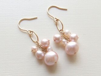 ピンク淡水パール×オーバルピアス(14kgf)の画像