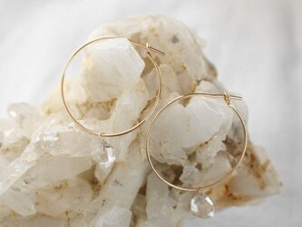 Herkimer Diamond Hooped earrings ハーキマーダイヤモンドのフープピアス 14KGFの画像