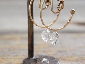 Herkimer Diamond Hooped earrings ハーキマーダイヤモンドのフープイヤリングの画像