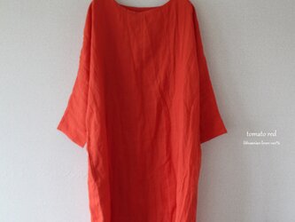ドルマンスリーブワンピース＊lithuanian linen トマトレッド【受注生産品】の画像