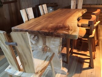 栃の木一枚板テーブル注文製作の画像
