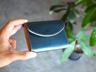 【受注生産品】ミニギャルソンウォレット ～栃木アニリン青×栃木ヌメ～の画像