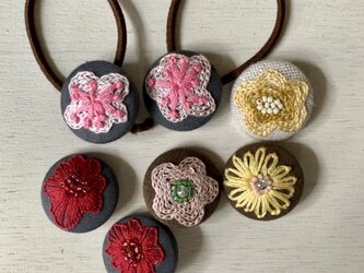 くるみボタンのヘアゴム（27mm）の画像