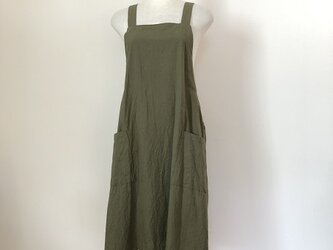 カーキ色のクロスエプロン M~Lの画像