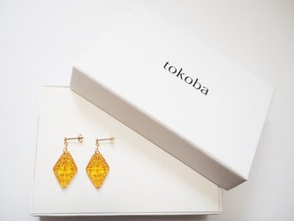 tokoba ピラミッド･ピアスmini アンバー菊つなぎ(K18)の画像