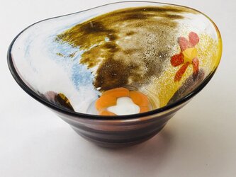 花柄器／ガラス皿／ガラスボールの画像