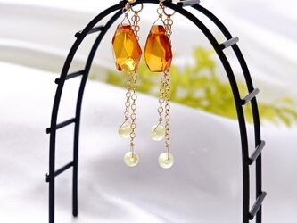 2way＊14kgf 琥珀（アンバー ） ＆ グリーンガーネット スタッドピアス ~sunの画像