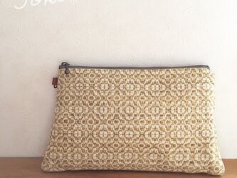 pouch[手織り台形ポーチ] フラワーイエローの画像