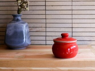 1600年創業 13代目職人 加藤さんのつくる甕（かめ）2合・赤（漬物入れ・調味料入れ）梅干し約15個ほど入りますの画像