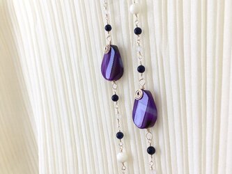 purple 天然石のロングネックレスの画像