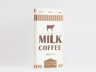 iphone12 ケース 手帳 ベルト付 ミルク コーヒーの画像
