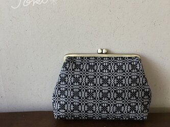pouch[手織りがま口ポーチ]　ブラックの画像