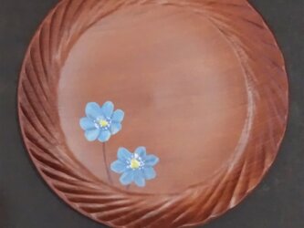 【特別価格】木皿（小）　コースター　神山杉　【ユキワリソウ】　木彫りの画像
