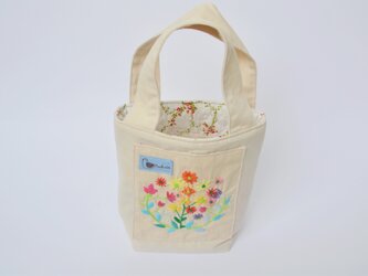 世界に1つの手刺繍・ミニバケツトートバッグ♪の画像