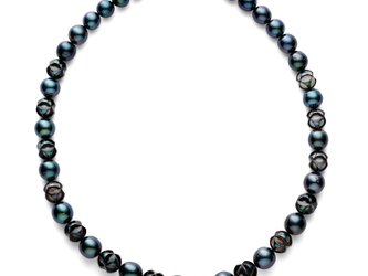 KILIKO　JEWELRY（東京切子）黒蝶パール・チョーカー　ピーコックグリーンの画像