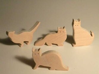木のパズル　四匹の猫ｂの画像