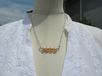ピンクの淡水パールが可愛いネックレス(送料無料)の画像