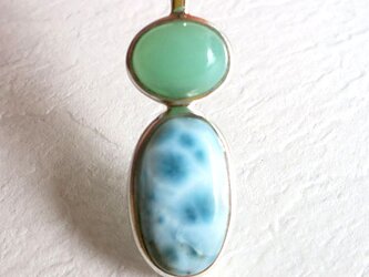 夏のブルーグリーン　ラリマー&クリソプレーズ（オーストラリア翡翠）ペンダント　天然石ジュエリー　シンプル　爽やか