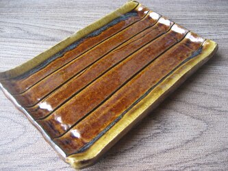 鉄釉重ね 角長皿の画像