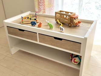 【送料無料】キッズプレイテーブル ナチュラルの画像