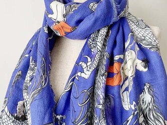 タロットのKnight＆Dragon柄　大判ダブルガーゼショールの画像
