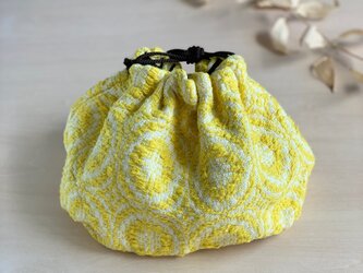 レトロ　手織りショルダーバッグ　イエロー　コットンの画像