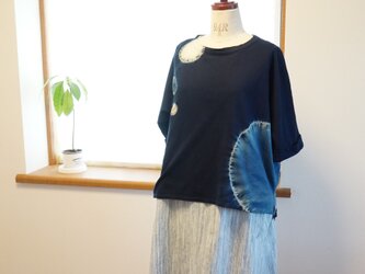 藍染　ドルマンスリーブＴシャツ　丸の画像