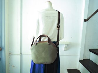 【ORZO】《ベルト付》神戸 ヌメ革×8号帆布 2wayミニボストンショルダーBAG ホワイト 524cの画像